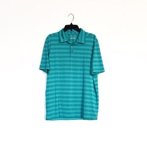 Under‎ Armour Heat Gear Loose Teal Striped Polo Shirt
